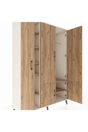 Hyperion Dolap 7 Raflı 5 Kapaklı Tek Askılı 132x44x195 Aytaşı-Çam/Çam