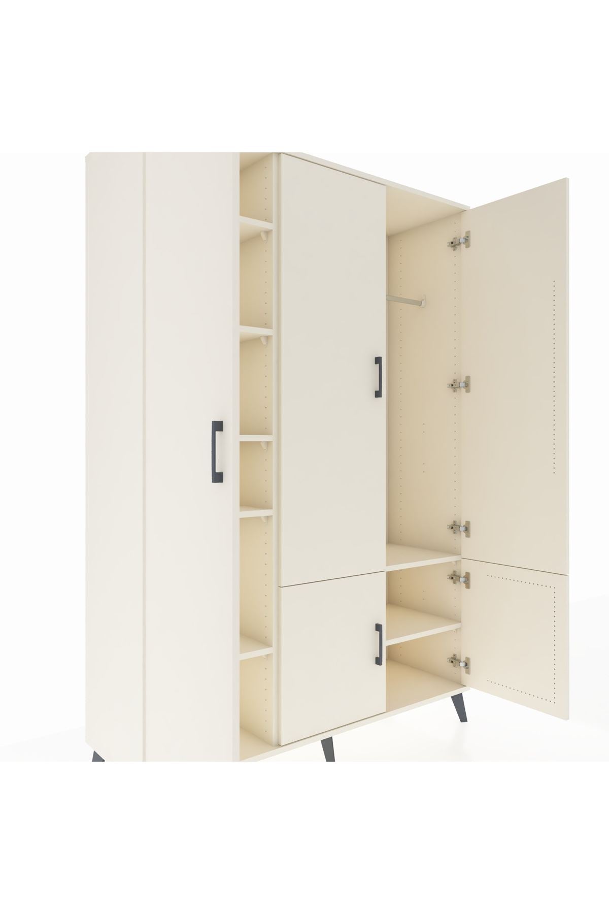 Hyperion Dolap 7 Raflı 5 Kapaklı Tek Askılı 132x44x195 Aytaşı-Aytaşı/Aytaşı