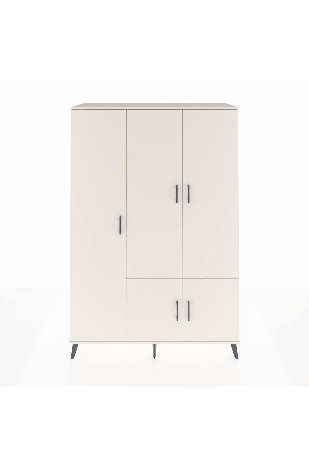 Hyperion Dolap 7 Raflı 5 Kapaklı Tek Askılı 132x44x195 Aytaşı-Aytaşı/Antrasit