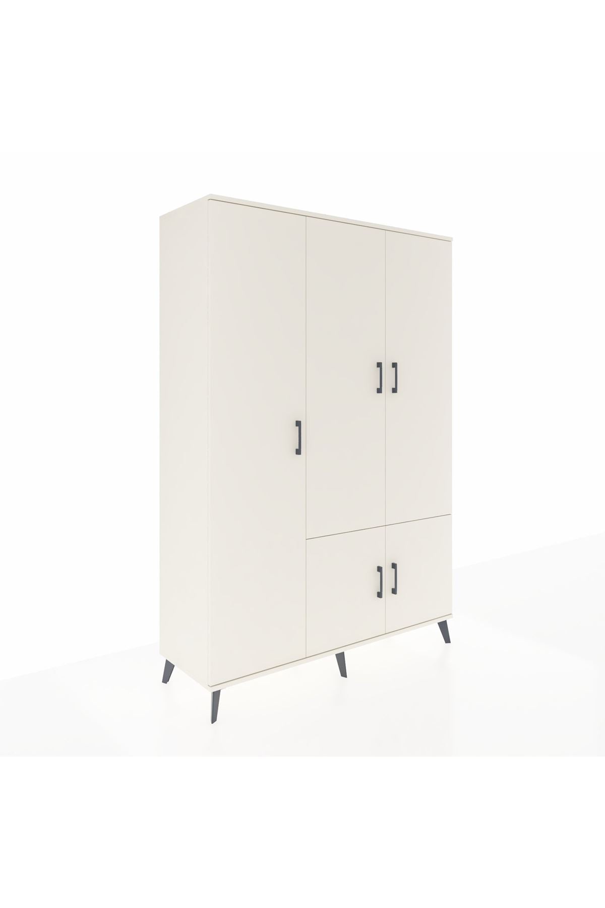 Hyperion Dolap 7 Raflı 5 Kapaklı Tek Askılı 132x44x195 Aytaşı-Aytaşı/Antrasit