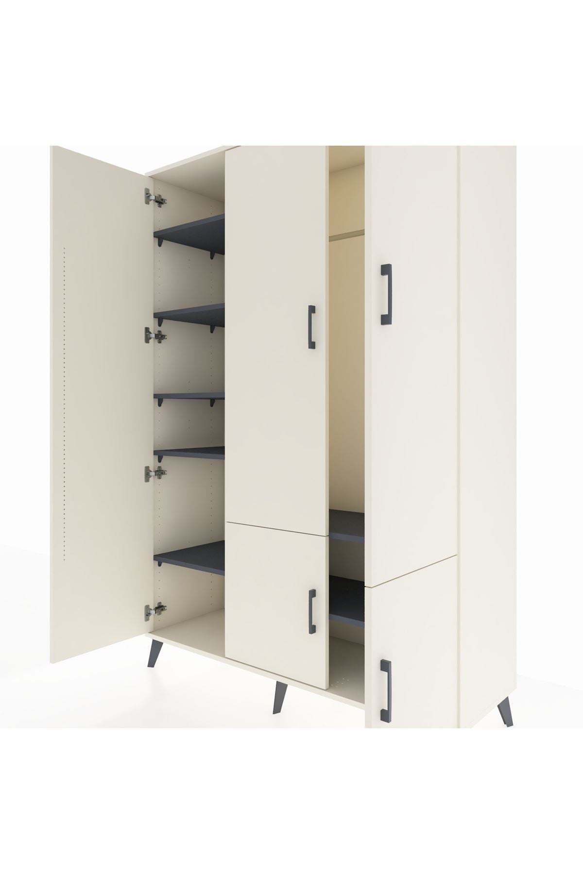 Hyperion Dolap 7 Raflı 5 Kapaklı Tek Askılı 132x44x195 Aytaşı-Aytaşı/Antrasit