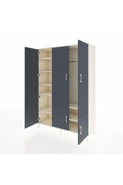 Hyperion Dolap 7 Raflı 5 Kapaklı Tek Askılı 132x44x195 Aytaşı-Antrasit/Aytaşı