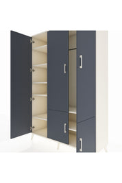 Hyperion Dolap 7 Raflı 5 Kapaklı Tek Askılı 132x44x195 Aytaşı-Antrasit/Aytaşı