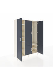 Hyperion Dolap 7 Raflı 5 Kapaklı Tek Askılı 132x44x195 Aytaşı-Antrasit/Aytaşı