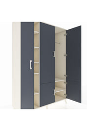 Hyperion Dolap 7 Raflı 5 Kapaklı Tek Askılı 132x44x195 Aytaşı-Antrasit/Aytaşı