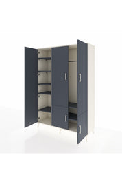 Hyperion Dolap 7 Raflı 5 Kapaklı Tek Askılı 132x44x195 Aytaşı-Antrasit/Antrasit