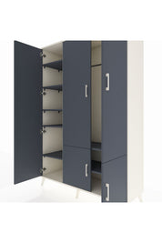 Hyperion Dolap 7 Raflı 5 Kapaklı Tek Askılı 132x44x195 Aytaşı-Antrasit/Antrasit