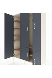 Hyperion Dolap 7 Raflı 5 Kapaklı Tek Askılı 132x44x195 Aytaşı-Antrasit/Çam