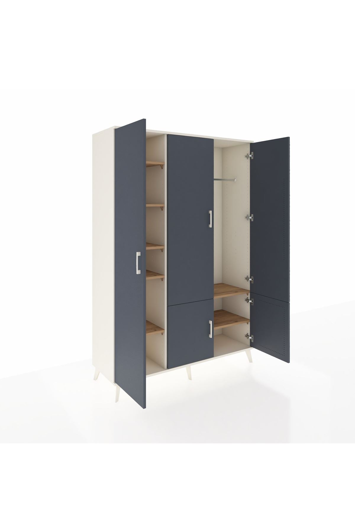 Hyperion Dolap 7 Raflı 5 Kapaklı Tek Askılı 132x44x195 Aytaşı-Antrasit/Çam