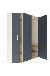 Hyperion Dolap 7 Raflı 5 Kapaklı Tek Askılı 132x44x195 Aytaşı-Antrasit/Çam