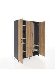 Hyperion Dolap 7 Raflı 5 Kapaklı Tek Askılı 132x44x195 Antrasit-Çam/Aytaşı