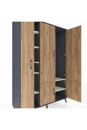 Hyperion Dolap 7 Raflı 5 Kapaklı Tek Askılı 132x44x195 Antrasit-Çam/Aytaşı