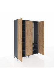 Hyperion Dolap 7 Raflı 5 Kapaklı Tek Askılı 132x44x195 Antrasit-Çam/Antrasit