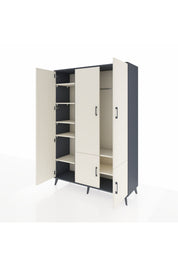 Hyperion Dolap 7 Raflı 5 Kapaklı Tek Askılı 132x44x195 Antrasit-Aytaşı/Aytaşı