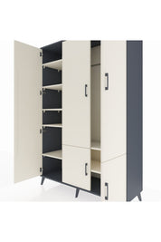 Hyperion Dolap 7 Raflı 5 Kapaklı Tek Askılı 132x44x195 Antrasit-Aytaşı/Aytaşı