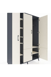 Hyperion Dolap 7 Raflı 5 Kapaklı Tek Askılı 132x44x195 Antrasit-Aytaşı/Aytaşı