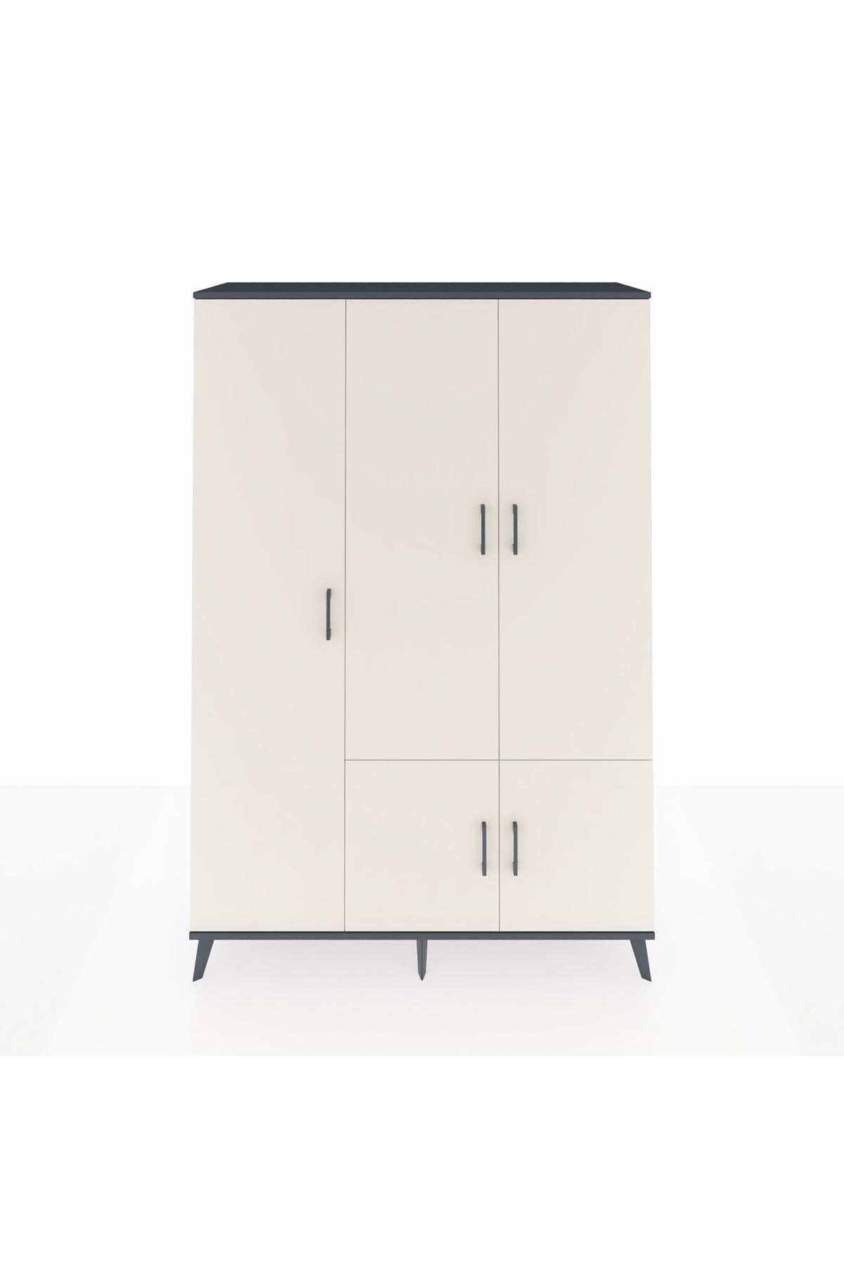 Hyperion Dolap 7 Raflı 5 Kapaklı Tek Askılı 132x44x195 Antrasit-Aytaşı/Antrasit