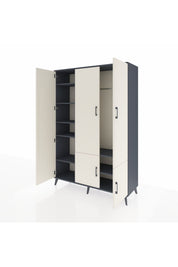 Hyperion Dolap 7 Raflı 5 Kapaklı Tek Askılı 132x44x195 Antrasit-Aytaşı/Antrasit