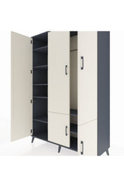 Hyperion Dolap 7 Raflı 5 Kapaklı Tek Askılı 132x44x195 Antrasit-Aytaşı/Antrasit