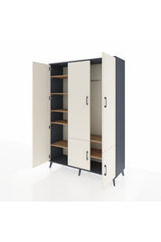 Hyperion Dolap 7 Raflı 5 Kapaklı Tek Askılı 132x44x195 Antrasit-Aytaşı/Çam