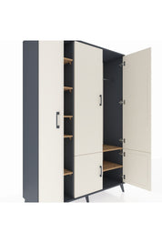 Hyperion Dolap 7 Raflı 5 Kapaklı Tek Askılı 132x44x195 Antrasit-Aytaşı/Çam