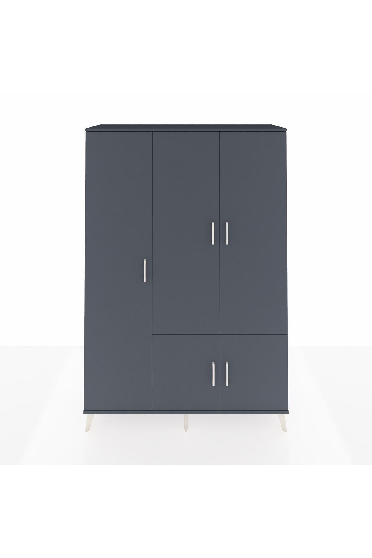 Hyperion Dolap 7 Raflı 5 Kapaklı Tek Askılı 132x44x195 Antrasit-Antrasit/Aytaşı