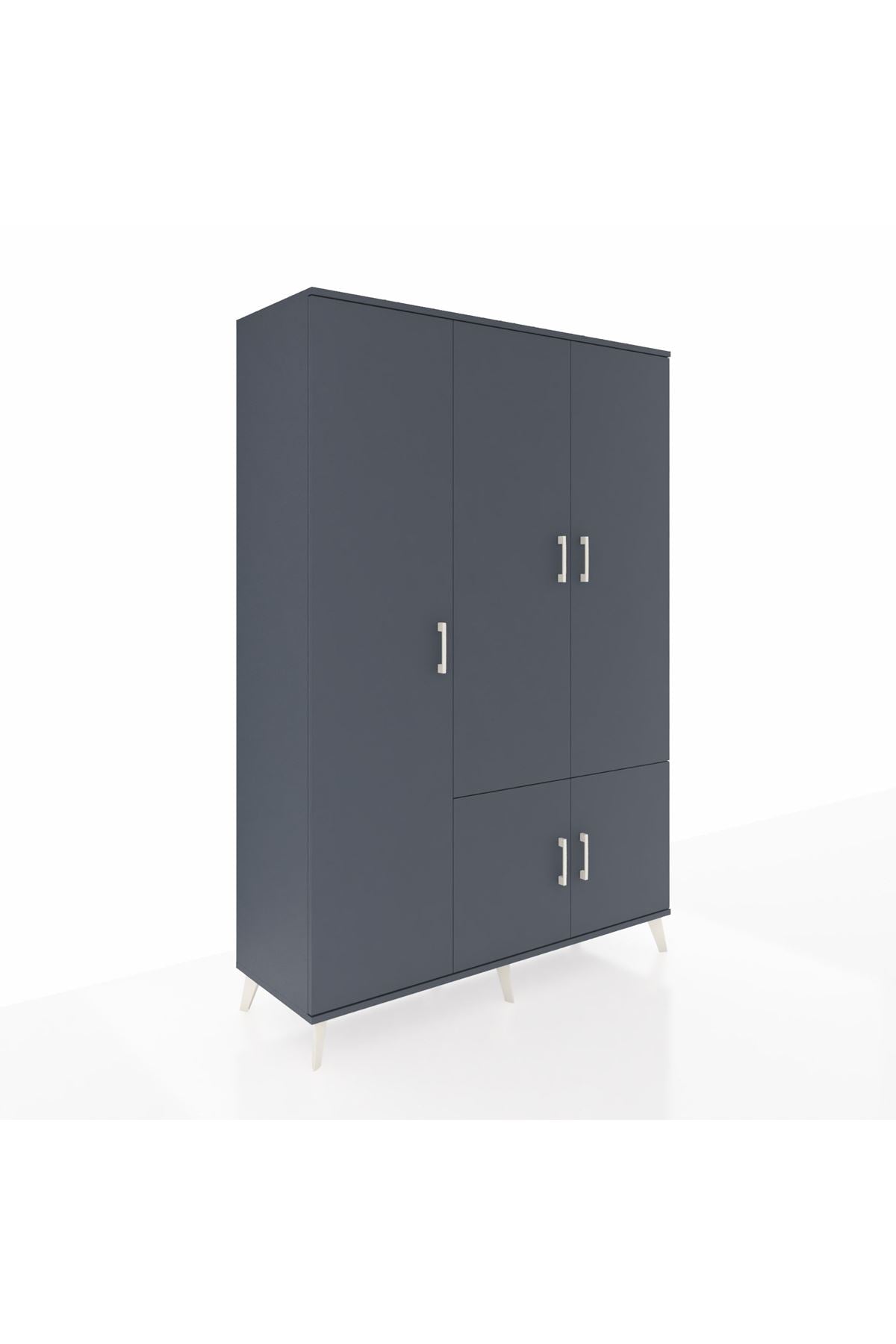 Hyperion Dolap 7 Raflı 5 Kapaklı Tek Askılı 132x44x195 Antrasit-Antrasit/Aytaşı