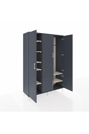 Hyperion Dolap 7 Raflı 5 Kapaklı Tek Askılı 132x44x195 Antrasit-Antrasit/Aytaşı