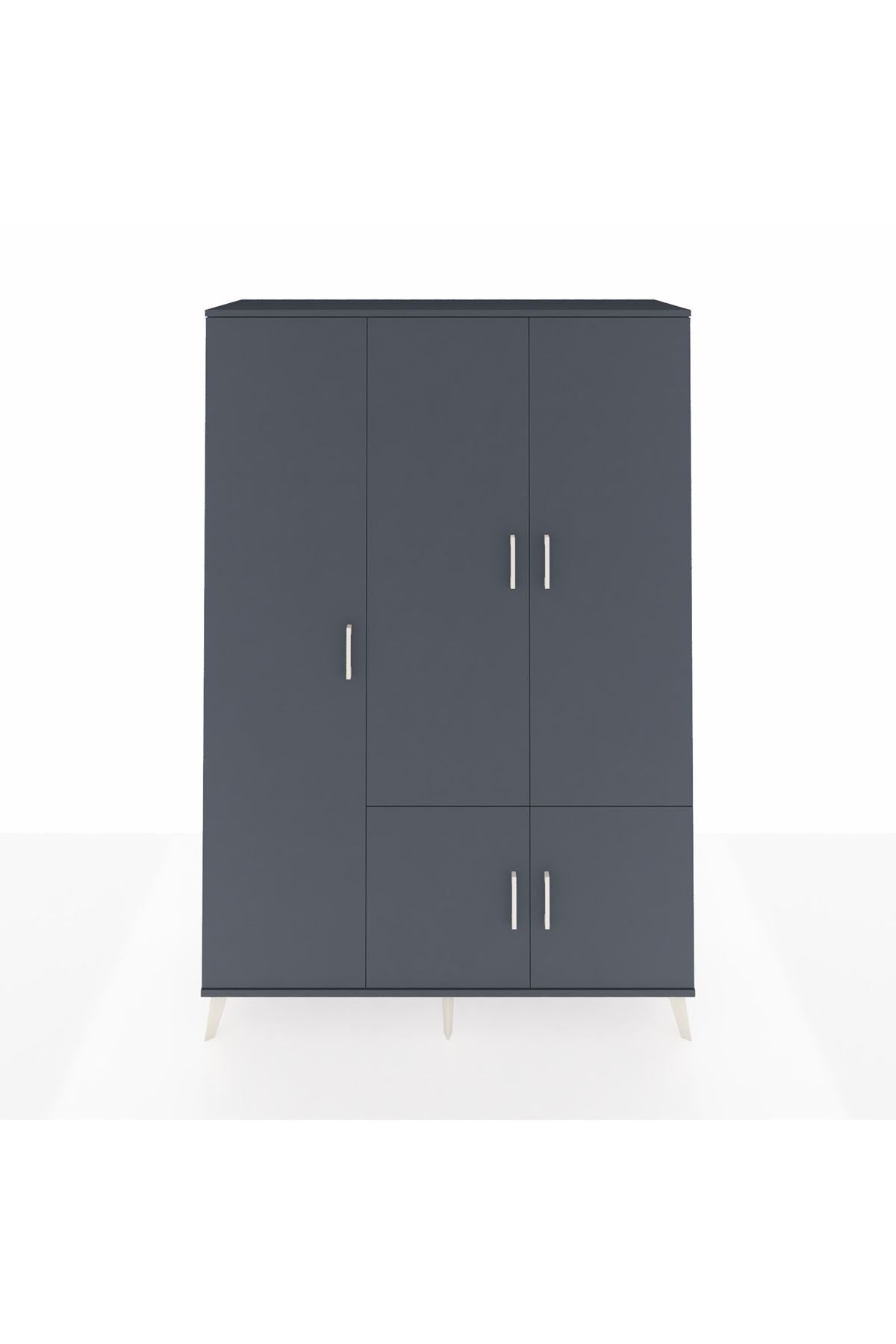 Hyperion Dolap 7 Raflı 5 Kapaklı Tek Askılı 132x44x195 Antrasit-Antrasit/Antrasit