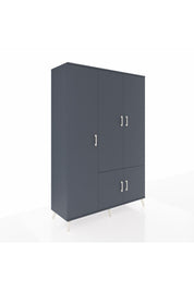 Hyperion Dolap 7 Raflı 5 Kapaklı Tek Askılı 132x44x195 Antrasit-Antrasit/Antrasit