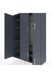 Hyperion Dolap 7 Raflı 5 Kapaklı Tek Askılı 132x44x195 Antrasit-Antrasit/Antrasit