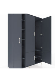 Hyperion Dolap 7 Raflı 5 Kapaklı Tek Askılı 132x44x195 Antrasit-Antrasit/Antrasit