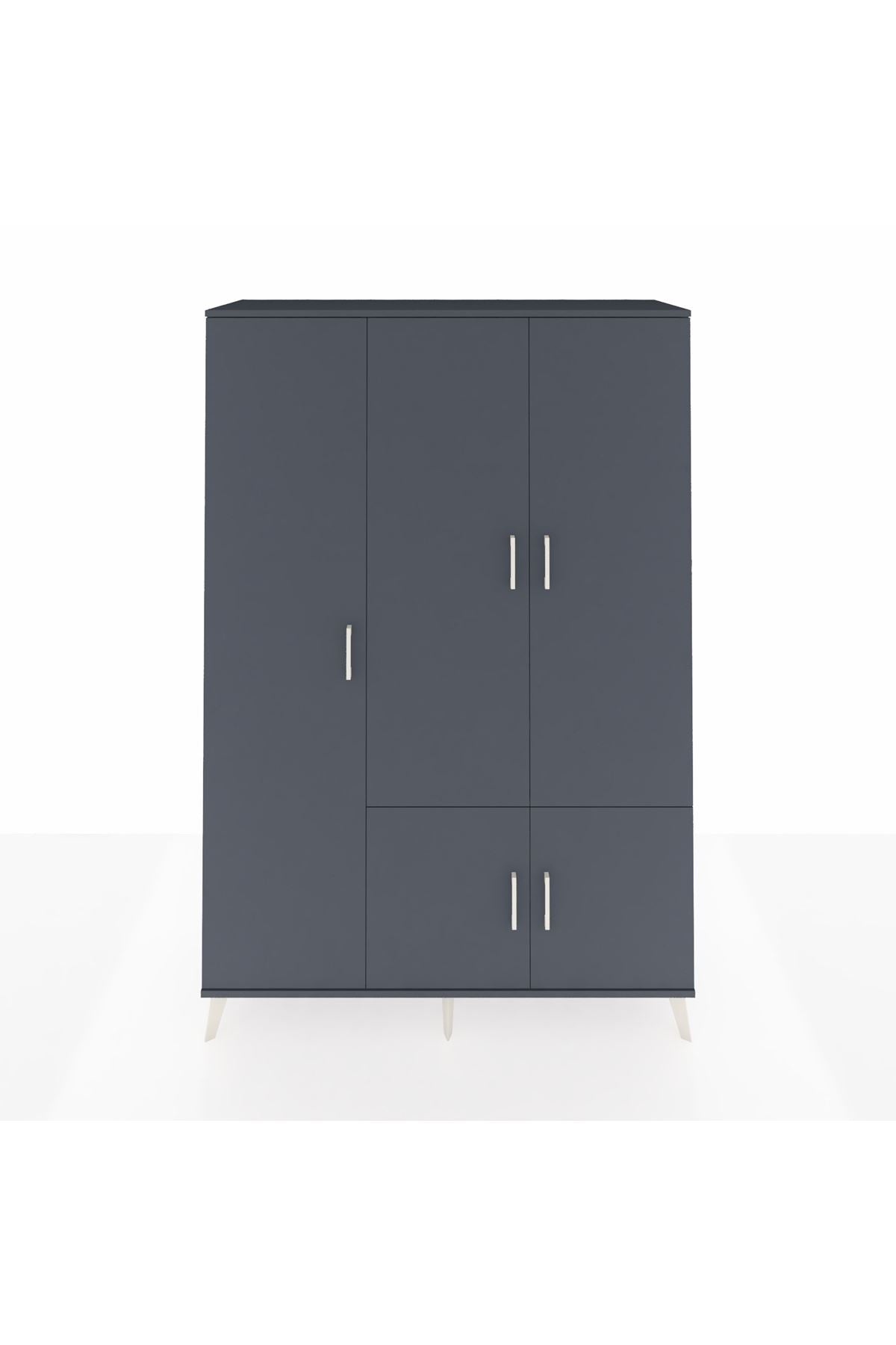 Hyperion Dolap 7 Raflı 5 Kapaklı Tek Askılı 132x44x195 Antrasit-Antrasit/Çam