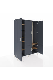 Hyperion Dolap 7 Raflı 5 Kapaklı Tek Askılı 132x44x195 Antrasit-Antrasit/Çam