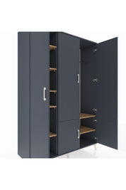 Hyperion Dolap 7 Raflı 5 Kapaklı Tek Askılı 132x44x195 Antrasit-Antrasit/Çam