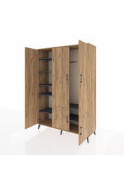 Hyperion Dolap 7 Raflı 5 Kapaklı Tek Askılı 132x44x195 Çam-Çam/Antrasit