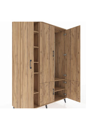 Hyperion Dolap 7 Raflı 5 Kapaklı Tek Askılı 132x44x195 Çam-Çam/Çam