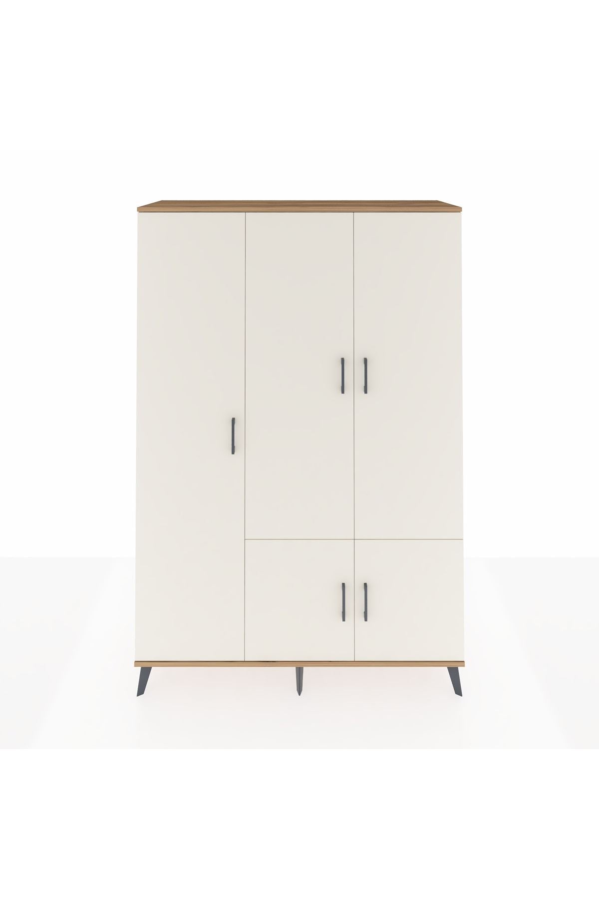 Hyperion Dolap 7 Raflı 5 Kapaklı Tek Askılı 132x44x195 Çam-Aytaşı/Aytaşı