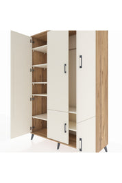 Hyperion Dolap 7 Raflı 5 Kapaklı Tek Askılı 132x44x195 Çam-Aytaşı/Aytaşı