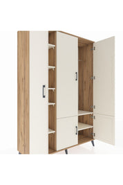 Hyperion Dolap 7 Raflı 5 Kapaklı Tek Askılı 132x44x195 Çam-Aytaşı/Aytaşı