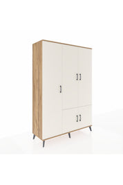 Hyperion Dolap 7 Raflı 5 Kapaklı Tek Askılı 132x44x195 Çam-Aytaşı/Antrasit