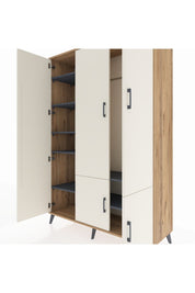 Hyperion Dolap 7 Raflı 5 Kapaklı Tek Askılı 132x44x195 Çam-Aytaşı/Antrasit