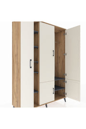 Hyperion Dolap 7 Raflı 5 Kapaklı Tek Askılı 132x44x195 Çam-Aytaşı/Antrasit