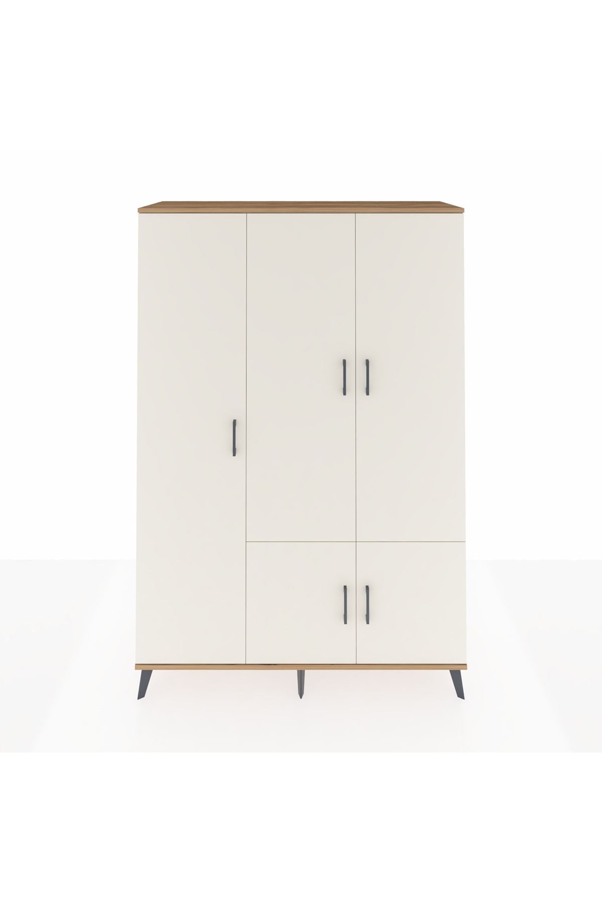 Hyperion Dolap 7 Raflı 5 Kapaklı Tek Askılı 132x44x195 Çam-Aytaşı/Çam