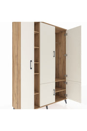 Hyperion Dolap 7 Raflı 5 Kapaklı Tek Askılı 132x44x195 Çam-Aytaşı/Çam