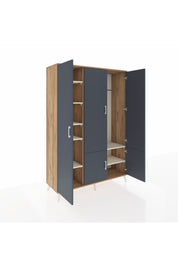 Hyperion Dolap 7 Raflı 5 Kapaklı Tek Askılı 132x44x195 Çam-Antrasit/Aytaşı