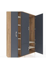 Hyperion Dolap 7 Raflı 5 Kapaklı Tek Askılı 132x44x195 Çam-Antrasit/Aytaşı