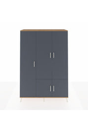 Hyperion Dolap 7 Raflı 5 Kapaklı Tek Askılı 132x44x195 Çam-Antrasit/Antrasit