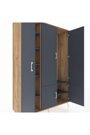 Hyperion Dolap 7 Raflı 5 Kapaklı Tek Askılı 132x44x195 Çam-Antrasit/Antrasit