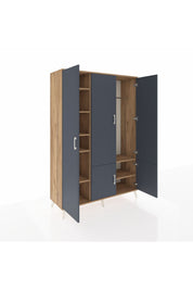 Hyperion Dolap 7 Raflı 5 Kapaklı Tek Askılı 132x44x195 Çam-Antrasit/Çam